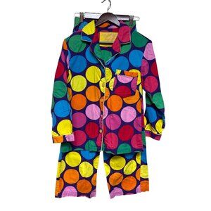 Victoria's Secret Women's Pajama Set Y2K Flannel Polka Dot Rainbow XS Vintage